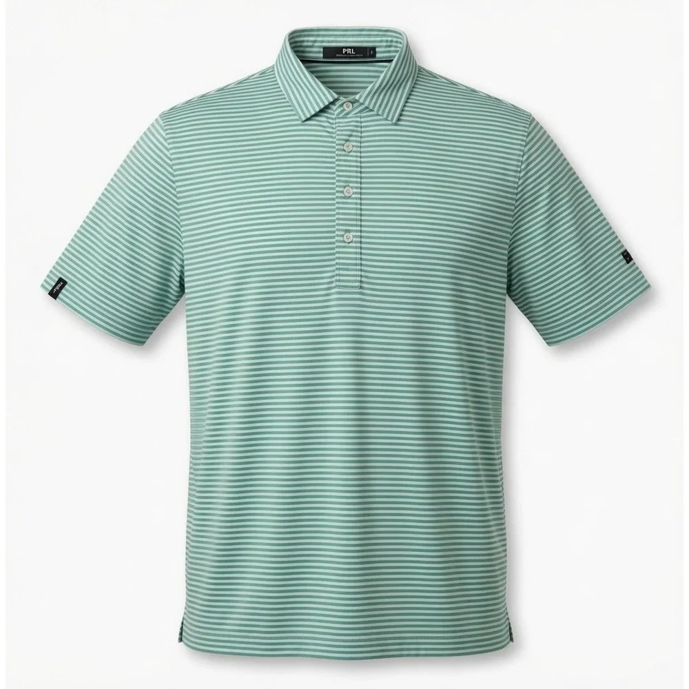 RLX Ralph Lauren Green White‎ Striped Polo Shirt XXL